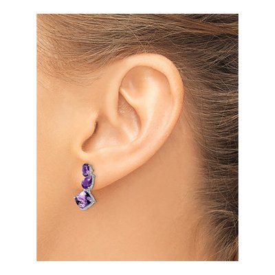 14K White Gold Amethyst Dangle Earrings – view 3
