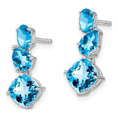 14K White Gold Swiss Blue Topaz Dangle Earrings – view 2
