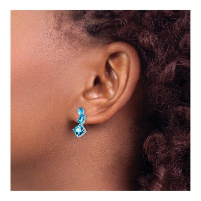 14K White Gold Swiss Blue Topaz Dangle Earrings – view 3