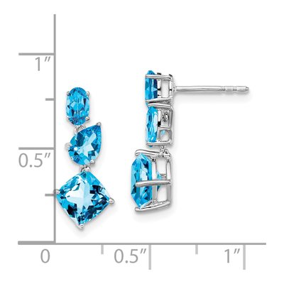 14K White Gold Swiss Blue Topaz Dangle Earrings – view 4