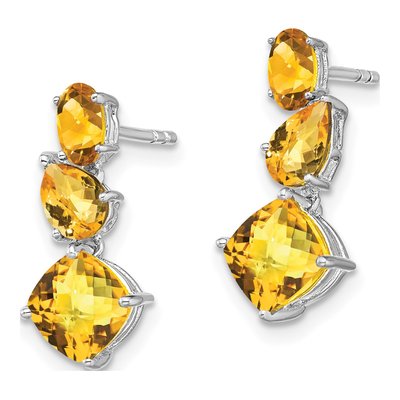 14K White Gold Citrine Dangle Earrings – view 2
