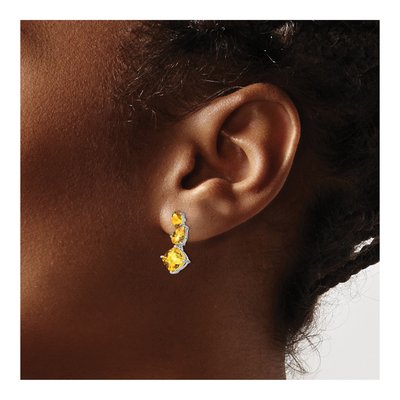 14K White Gold Citrine Dangle Earrings – view 3
