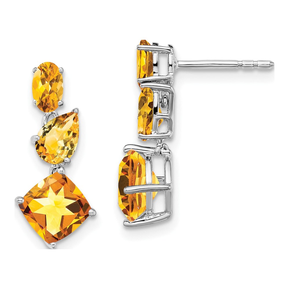 14K White Gold Citrine Dangle Earrings