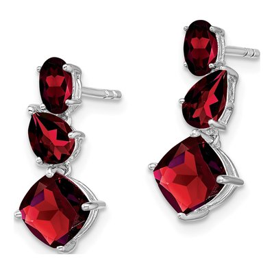 14K White Gold Garnet Dangle Earrings – view 2
