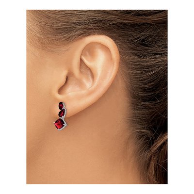 14K White Gold Garnet Dangle Earrings – view 3