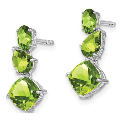 14K White Gold Peridot Dangle Earrings – view 2