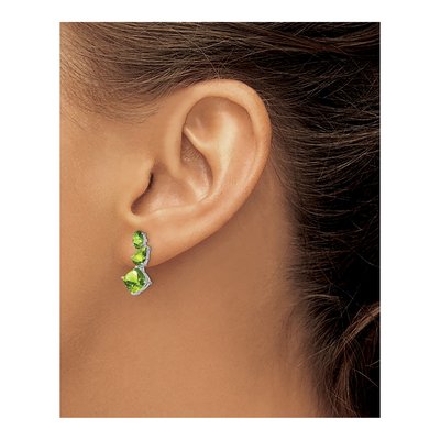 14K White Gold Peridot Dangle Earrings – view 3