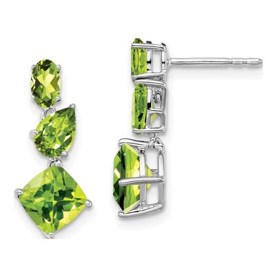 14K White Gold Peridot Dangle Earrings