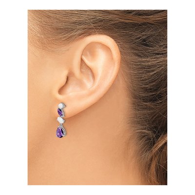 14K White Gold Amethyst & Opal Dangle Earrings – view 3