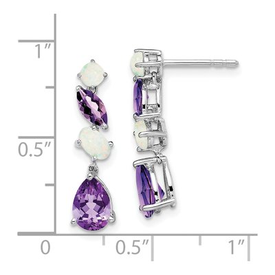 14K White Gold Amethyst & Opal Dangle Earrings – view 4