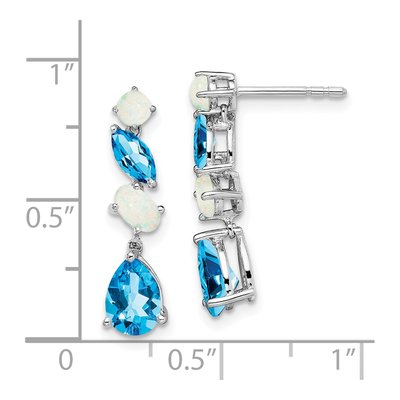 14K White Gold Swiss Blue Topaz & Opal Dangle Earrings – view 4