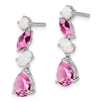 14K White Gold Opal Dangle Earrings – view 2