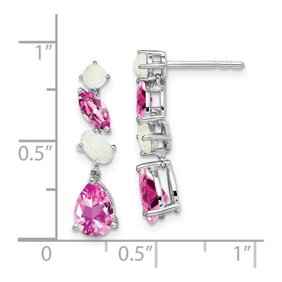 14K White Gold Opal Dangle Earrings – view 4