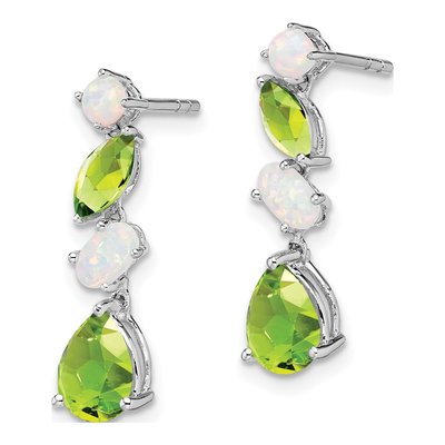 14K White Gold Peridot & Opal Dangle Earrings – view 2