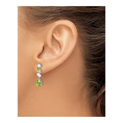 14K White Gold Peridot & Opal Dangle Earrings – view 3