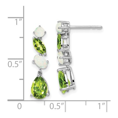 14K White Gold Peridot & Opal Dangle Earrings – view 4