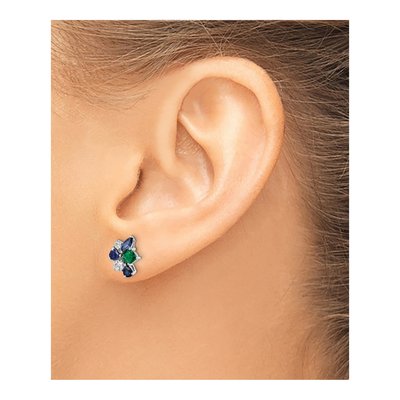 14K White Gold 1/5 ct tw Marquise Lab-Created Sapphire & Lab-Created Emerald Stud Earrings – view 4