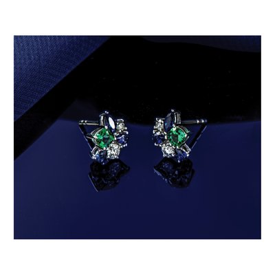 14K White Gold 1/5 ct tw Marquise Lab-Created Sapphire & Lab-Created Emerald Stud Earrings – view 5