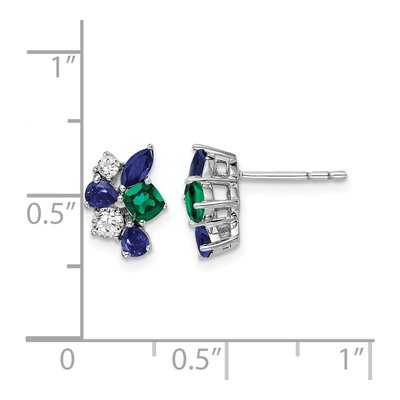 14K White Gold 1/5 ct tw Marquise Lab-Created Sapphire & Lab-Created Emerald Stud Earrings – view 6