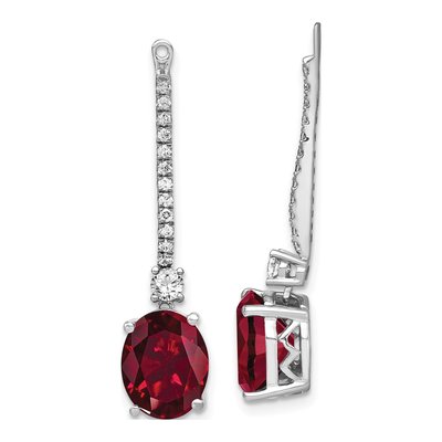 14K White Gold 1/2 ct tw Lab-Created Ruby & Lab-Grown Diamond Earring Jackets
