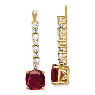 14K Yellow Gold 5/8 ct tw Lab-Created Ruby & Lab-Grown Diamond Earring Jackets