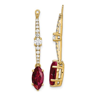 14K Yellow Gold 1/2 ct tw Lab-Created Ruby & Lab-Grown Diamond Earring Jackets