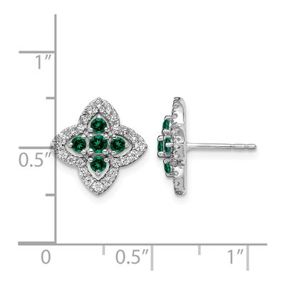 14K White Gold Lab-Created Emerald & Lab-Grown Diamond Earrings – view 5