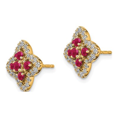 14K Yellow Gold Ruby & Lab-Grown Diamond Earrings – view 2