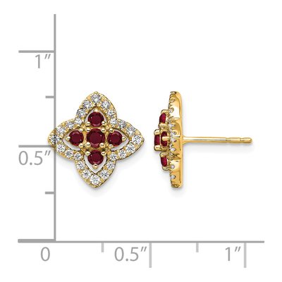 14K Yellow Gold Ruby & Lab-Grown Diamond Earrings – view 4