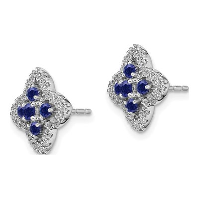 14k White Gold Lab-Created Sapphire & Lab-Grown Diamond Earrings – view 3