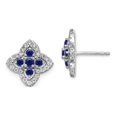 14k White Gold Lab-Created Sapphire & Lab-Grown Diamond Earrings