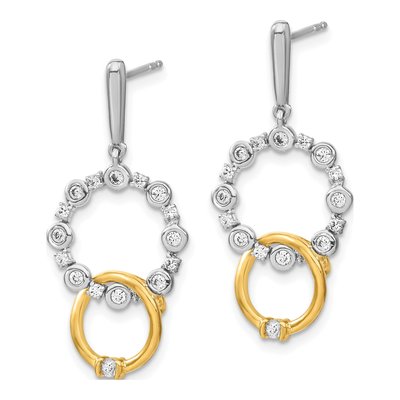 14K Two-Tone Gold 3/8 ct tw Lab-Grown Diamond Circle Dangle Earrings – view 3