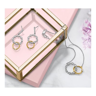 14K Two-Tone Gold 3/8 ct tw Lab-Grown Diamond Circle Dangle Earrings – view 5
