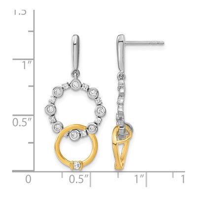 14K Two-Tone Gold 3/8 ct tw Lab-Grown Diamond Circle Dangle Earrings – view 6