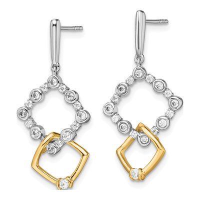 14K Two-Tone Gold 3/8 ct tw Lab-Grown Diamond Dangle Earrings – view 3