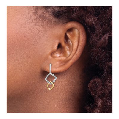 14K Two-Tone Gold 3/8 ct tw Lab-Grown Diamond Dangle Earrings – view 4