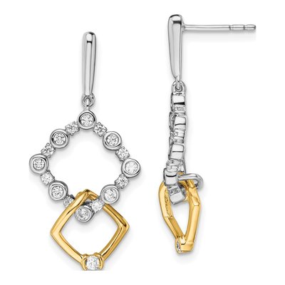 14K Two-Tone Gold 3/8 ct tw Lab-Grown Diamond Dangle Earrings