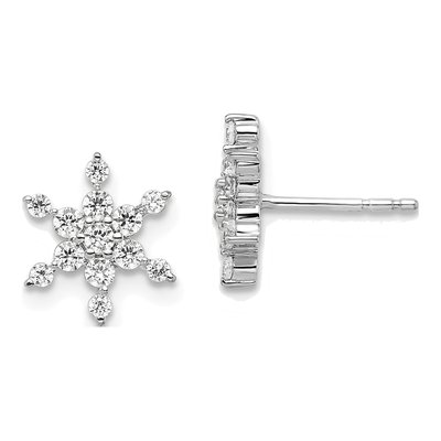 14K White Gold 1/2 ct tw 1.8mm Round Lab-Grown Diamond Star Stud Earrings