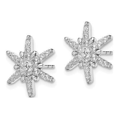 14K White Gold Lab-Grown Diamond Star Cluster Earrings – view 3