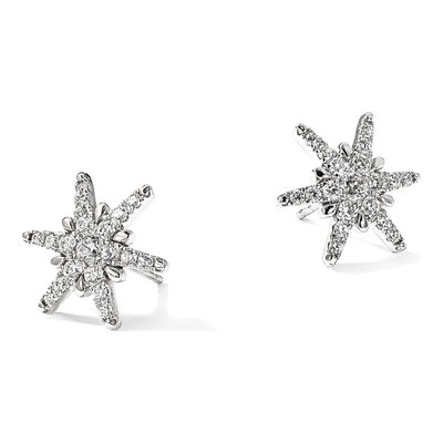 14K White Gold Lab-Grown Diamond Star Cluster Earrings – view 5