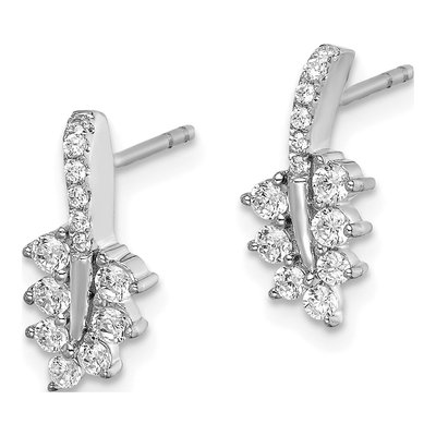 14K White Gold 3/8 ct tw 1.8mm Round Lab-Grown Diamond Leaf Stud Earrings – view 3