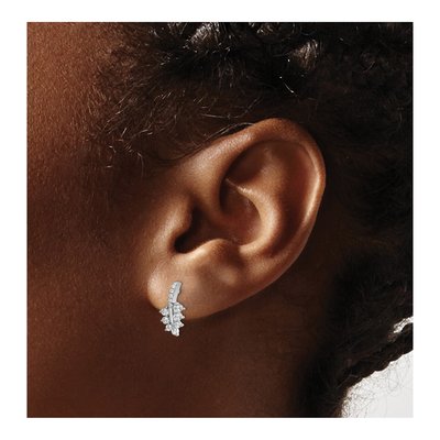 14K White Gold 3/8 ct tw 1.8mm Round Lab-Grown Diamond Leaf Stud Earrings – view 4