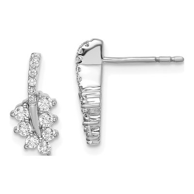 14K White Gold 3/8 ct tw 1.8mm Round Lab-Grown Diamond Leaf Stud Earrings
