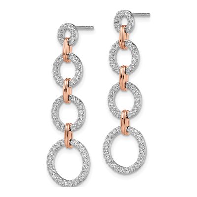 14K Two-Tone Gold 5/8 ct tw Lab-Grown Diamond Circle Dangle Earrings – view 3