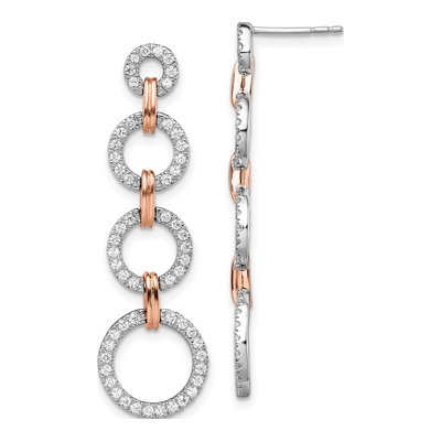 14K Two-Tone Gold 5/8 ct tw Lab-Grown Diamond Circle Dangle Earrings