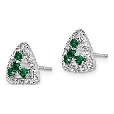 14K White Gold Lab-Grown Diamond & Lab-Created Emerald Earrings – view 3