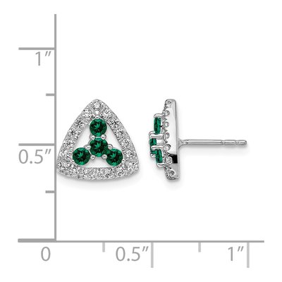 14K White Gold Lab-Grown Diamond & Lab-Created Emerald Earrings – view 5