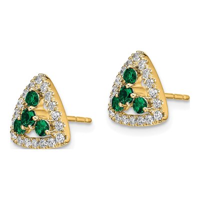 14K Yellow Gold Lab-Grown Diamond & Lab-Created Emerald Earrings – view 3