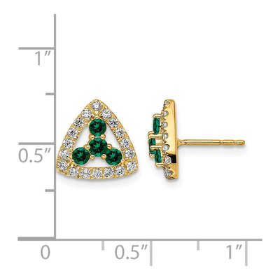 14K Yellow Gold Lab-Grown Diamond & Lab-Created Emerald Earrings – view 5