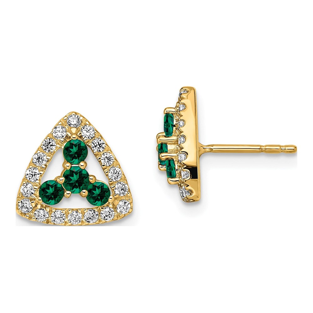 14K Yellow Gold Lab-Grown Diamond & Lab-Created Emerald Earrings